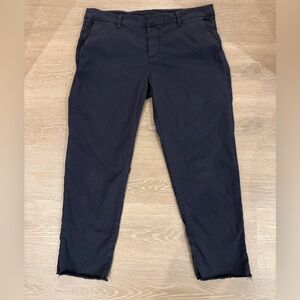 Frank & Eileen Navy Chino Pants Size 10 Raw Hem Cropped USA Made